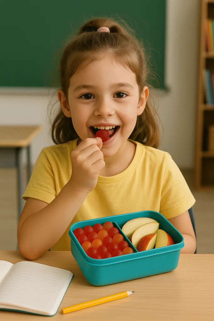 A healthy, lunchbox-ready gummy candy pack for kids